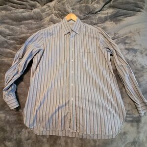 Marol For Maus & Hoffman Italian Cotton Classic Striped Men's Dress Shirt Size L